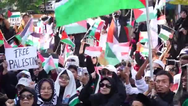 人民支持巴勒斯坦停止种族灭绝战争罪行停火 — 图库视频影像