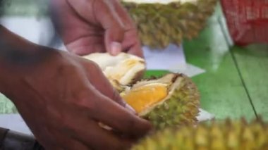 Durian, meyvelerin kralı. Durian, Doğu Asya 'nın egzotik meyvelerinden biridir. Bu meyvenin güçlü bir kokusu var., 