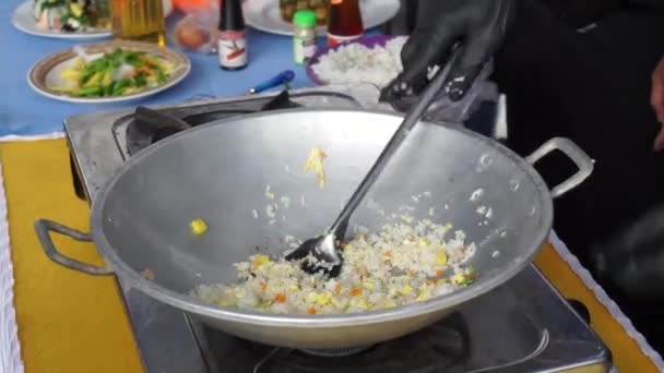 Chef Cooking Fried Rice Fried Rice One Indonesian Famous Food — Stock Video