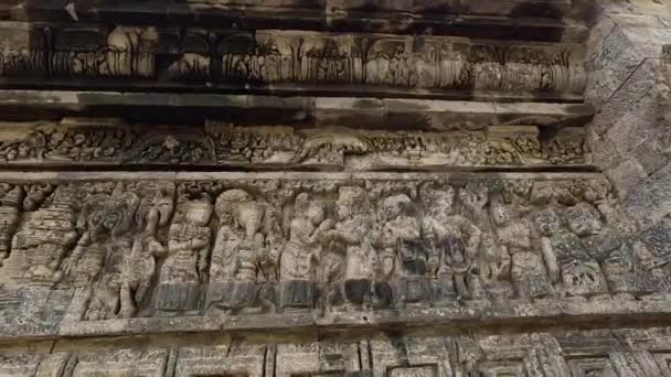 Relief Der Wand Des Tegowangi Tempels Kediri Ostjava Dieser Tempel — Stockvideo