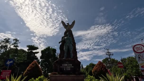 Peta Monument Symbol Struggle Indonesian Japan Led Soedanco Soepriyadi — Stok Video