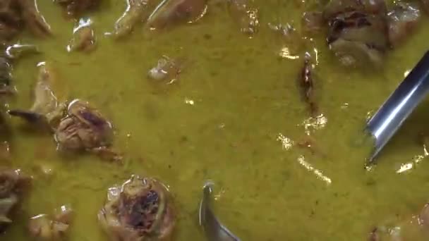 Cerrar Opor Ayam Pollo Curry Este Alimento Uno Los Alimentos — Vídeos de Stock