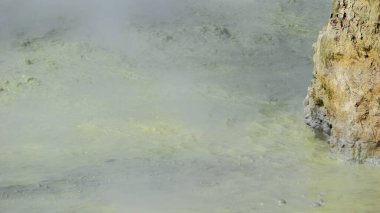 Sikidang Crater (kawah sikidang) full of smoke and sulfur, one of the famous tourist destinations in Wonosobo. clipart