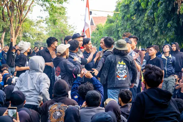 stock image Students demonstrate by carrying signs that mean they reject dynasty politics and changes to the election law.