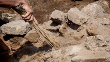 Tondowongso Tapınağı 'nın kazısı. Bu tarihi yerin 11. veya 12. yüzyıldan kalma olduğu tahmin edilmektedir ve Kediri, Doğu Cava 'da bulunmaktadır..
