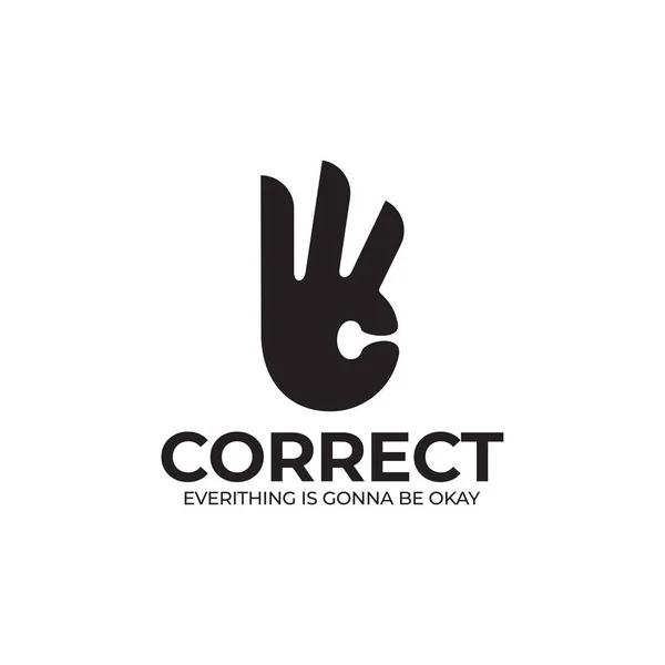 Hand Korrekte Geste Vektor Logo Design — Stockvektor