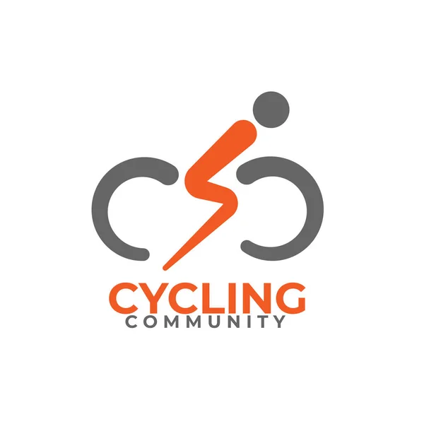 Radfahren Community Line Fahrrad Vektor Logo Design lizenzfreie Stockvektoren