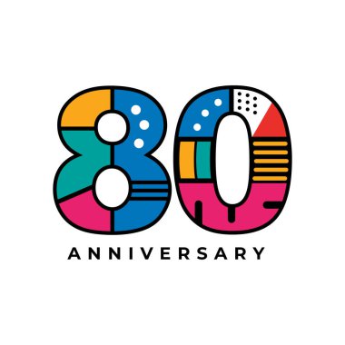 80th year celebrating anniversary vector logo design