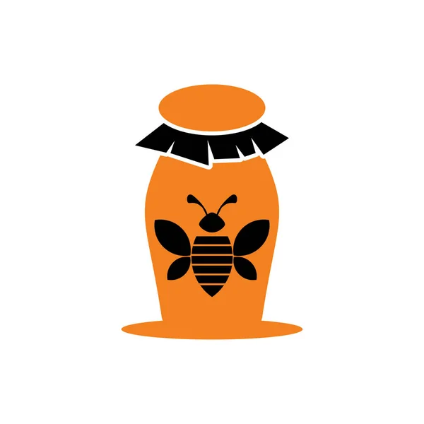 Traditional Honey Bee Bottle Vector Logo Design - Stok Vektor