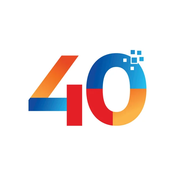 40Th Year Anniversary Celebration Vector Logo Design — Stok Vektör