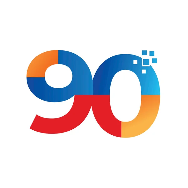 90Th Year Anniversary Celebration Vector Logo Design — Vetor de Stock