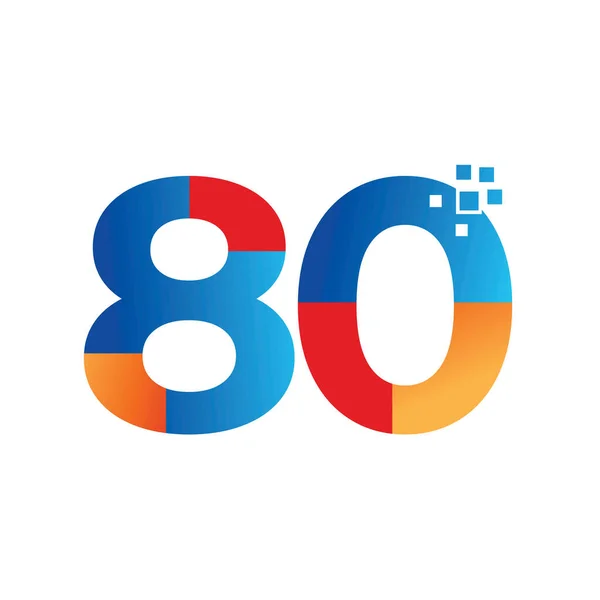80Th Year Anniversary Celebration Vector Logo Design — Vetor de Stock