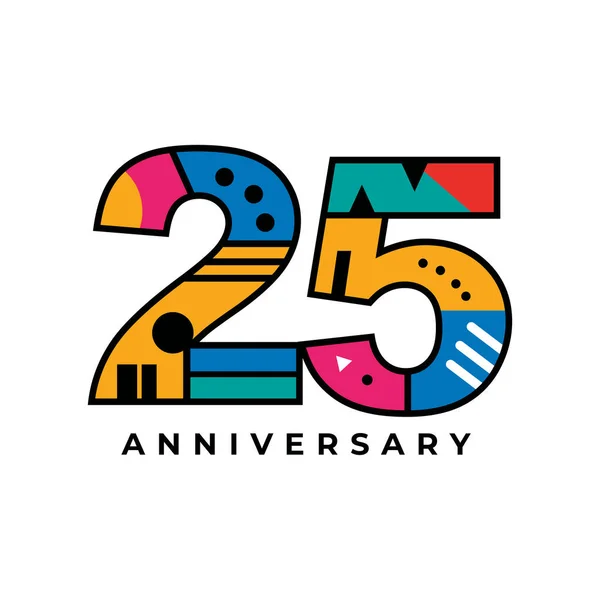 25Th Year Celebrating Anniversary Vector Logo Design — ストックベクタ
