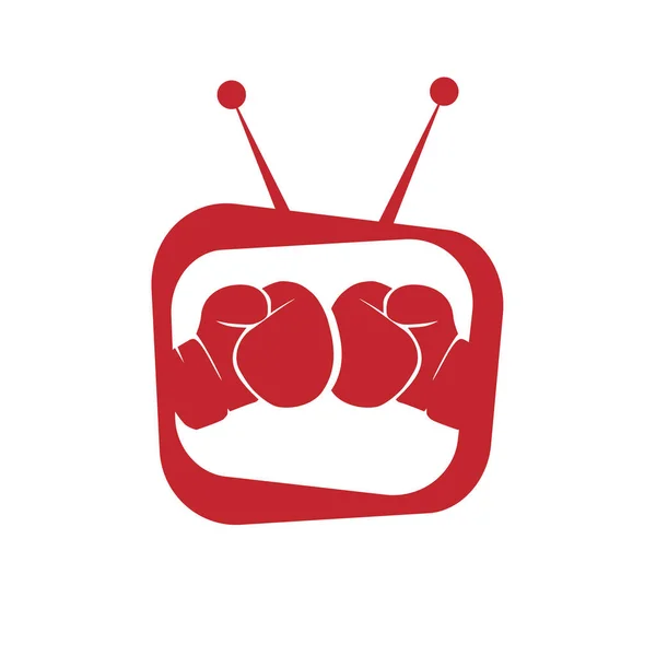 拳击运动电视频道矢量标志设计 — 图库矢量图片