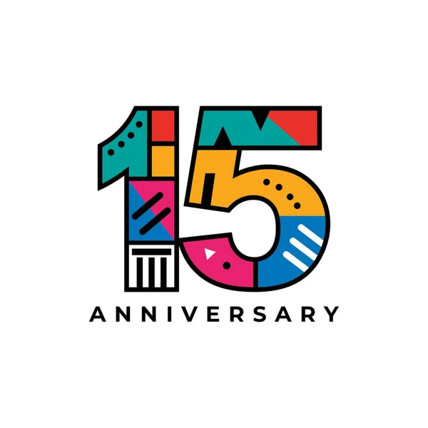 15Th Year Celebrating Anniversary Vector Logo Design Illustrazione Stock