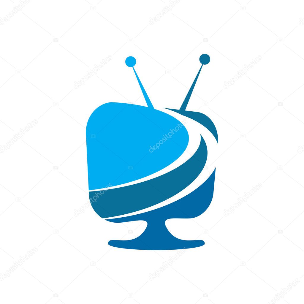 TV Television broadcast channel vector logo design