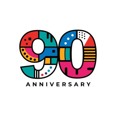 90th year celebrating anniversary vector logo design