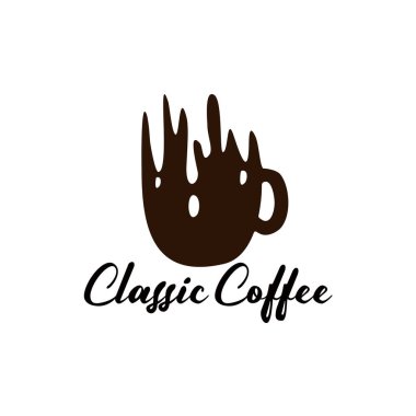 Kafe vektör logosu tasarımıyla ahşap kavramı var.