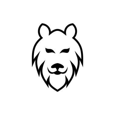 Kurt kafası çizgisi sanat vektörü tabanlı logo tasarımı siyah renkte