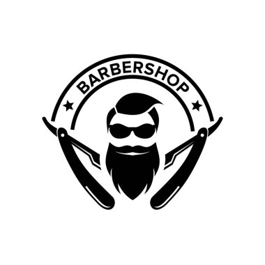 Berber dükkanı saç kesimi salonu vektör logosu tasarımı