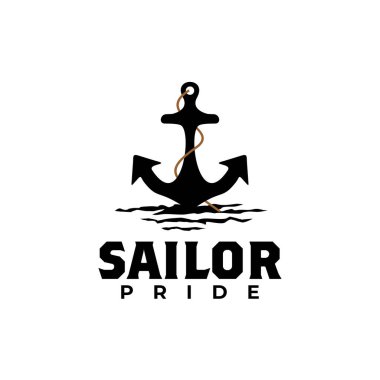 Denizcilik gemisi çapa vektör logosu tasarımı