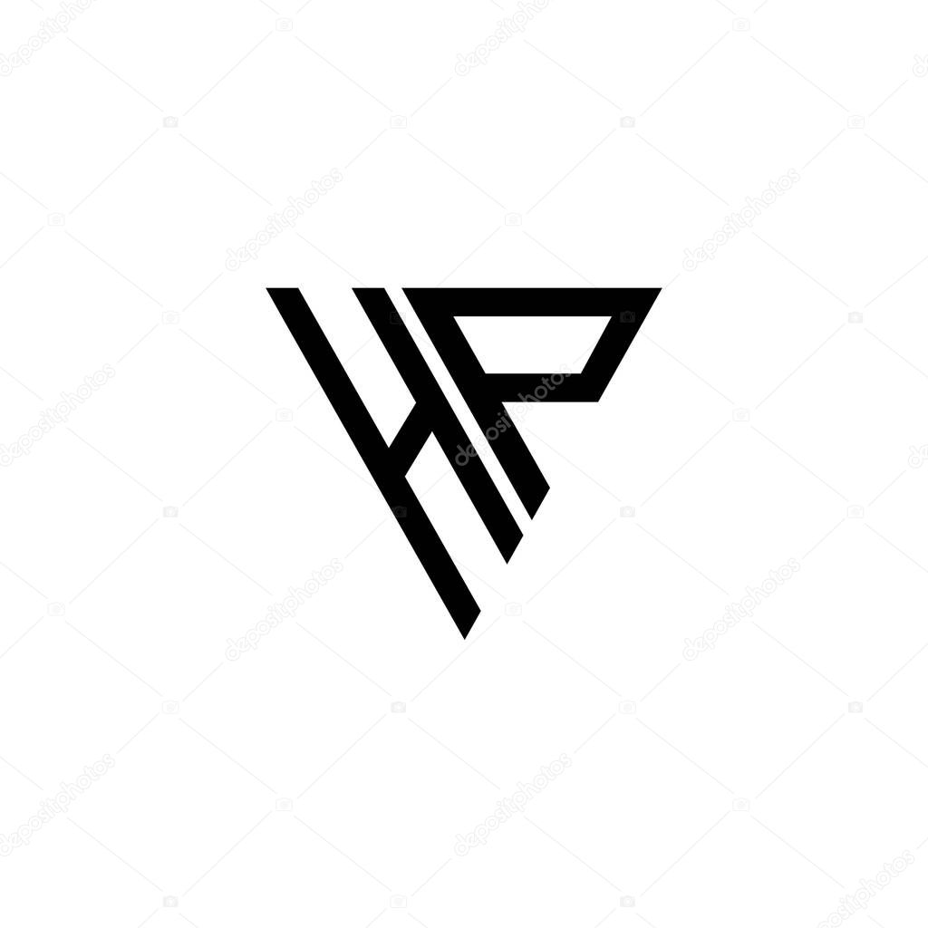 Black HP letter initial triangle vector logo design