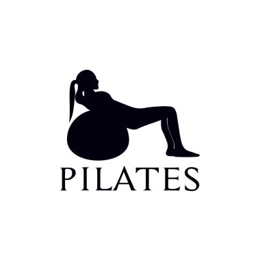 Kadınlar tarafından gerçekleştirilen pilates sporu vektör logosu tasarımı