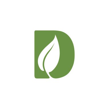 D harfi doğa yaprağı kombinasyon vektör logosu tasarımı