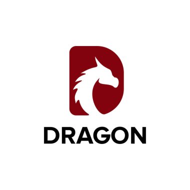 D harfi ejderha baş vektör logosu tasarımı
