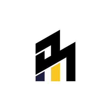 M harfi ilk vektör logosu tasarımı