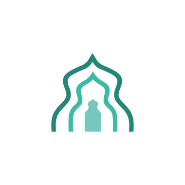 Cami mimarisi basit ana hatlı vektör logosu tasarımı