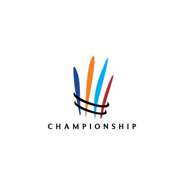 Badminton şampiyonası logosu renkli ve soyut bir podyum siki illüstrasyonu