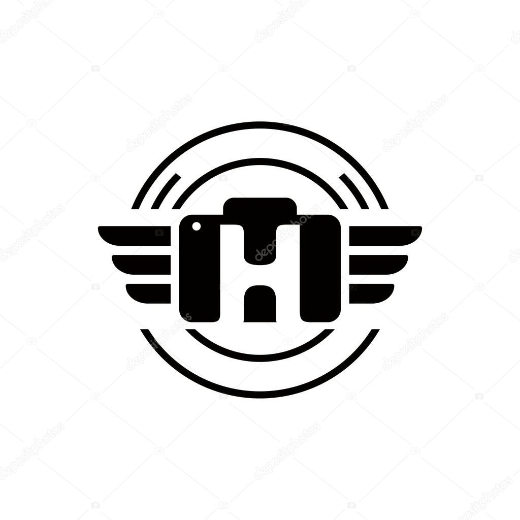 H Letter Camera Photography Studio Vector Logo Design