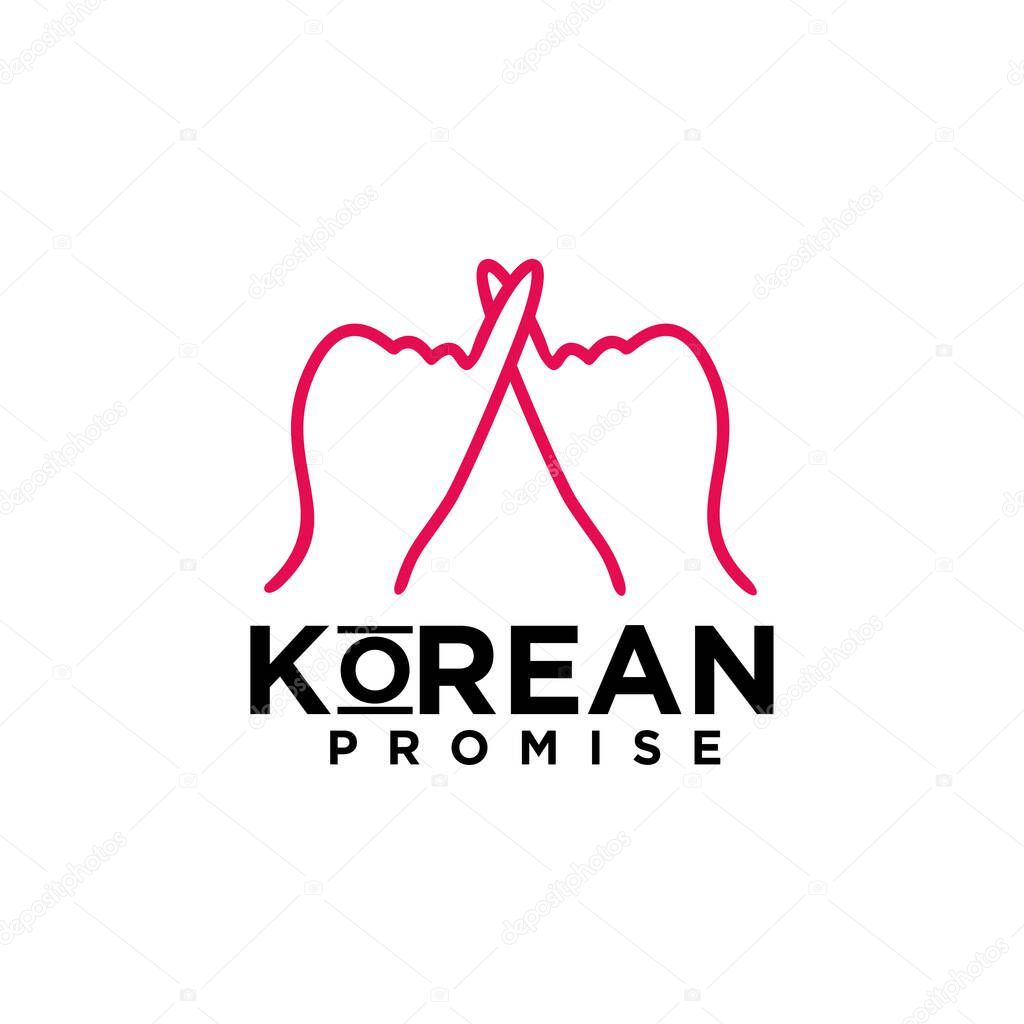 Korean pinky swear promise hand gesture vector logo design