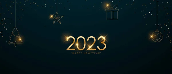 Feliz Año Nuevo 2023 Diseño Fondo Con Brillantes Estrellas Ilustración —  Fotos de Stock