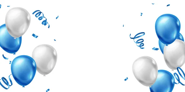 Balões Design Elegante Azul Para Celebração Festa Vetor Ilustração — Fotografia de Stock