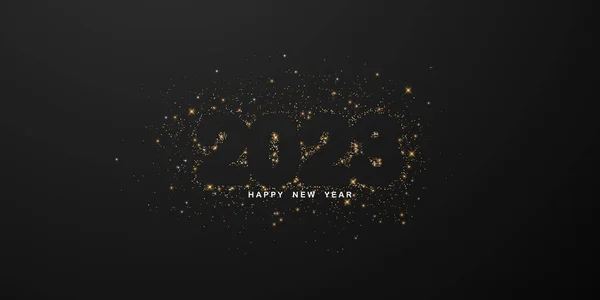 Feliz Ano Novo 2023 Projeto Fundo Com Elegante Dourado Confete — Fotografia de Stock