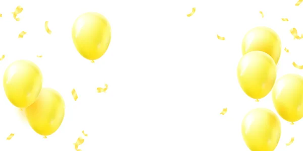 Celebration Background Yellow Helium Balloons Confetti Abstract Vector Illustration — Stock Photo, Image