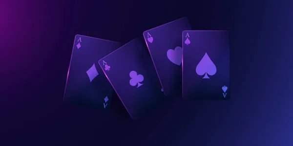 Casino Card Design Background Neon Light Luxury Black Background Vector — Stock Photo, Image