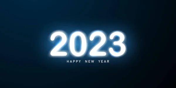 Šťastný Nový Rok 2023 Pozadí Design Neonovými Světly Písmo Vektorové — Stock fotografie
