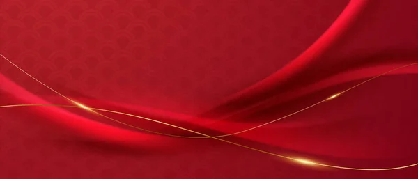 Chinesischen Stil Rote Welle Muster Hintergrund Design Luxus Vektor Illustration — Stockfoto