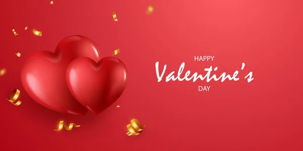 Šťastný Valentýn Plakát Nebo Poukaz Design Červené Srdce Elegantním Pozadí — Stock fotografie