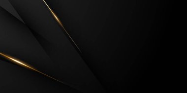 Lüks altın elementler vektör illüstrasyonlu soyut modern tasarım siyah zemin.