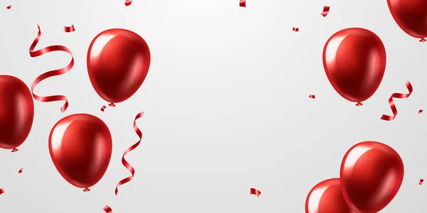 Celebration Background Beautifully Arranged Red Balloons 3Dvector Illustration Design — 图库照片