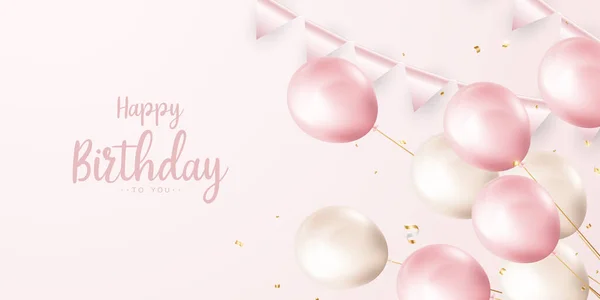 Background Celebrates Your Birthday Decorated Beautiful Balloons Vector Illustration — Stock Photo, Image