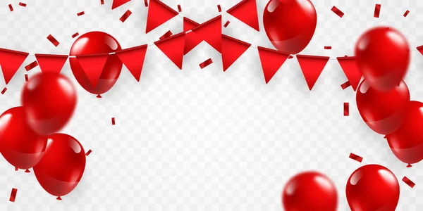 Celebration Background Beautifully Arranged Red Balloons 3Dvector Illustration Design — стоковое фото