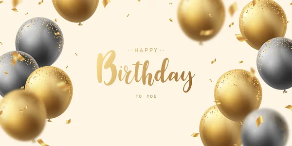 Your Birthday Celebration Background Decorated Beautiful Golden Balloons Vector Illustration — Stock Photo, Image