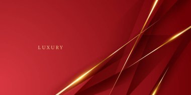Soyut arkaplan tasarımı modern kırmızı ve altın geometrik elementler vektör çizimi