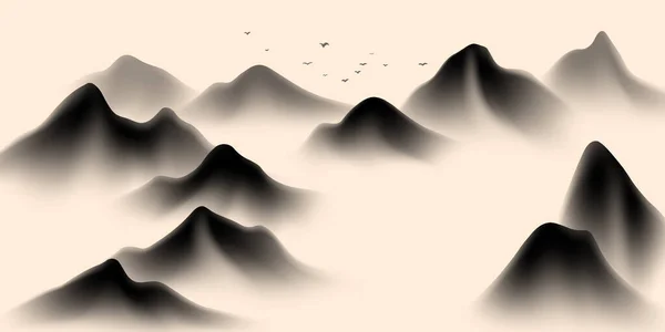 Modernes Design Vektor Illustration Der Schönen Chinesischen Tusche Landschaftsmalerei — Stockfoto
