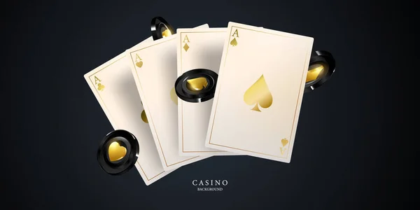 Play Cards Win Poker Hand Casino Chips Flying Real Tokens — Stock Photo, Image